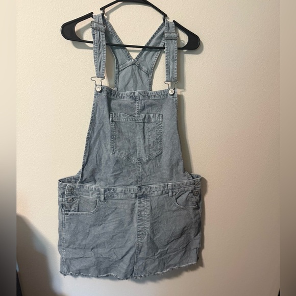American Eagle Outfitters Light Gray Denim Overalls - Picture 1 of 6